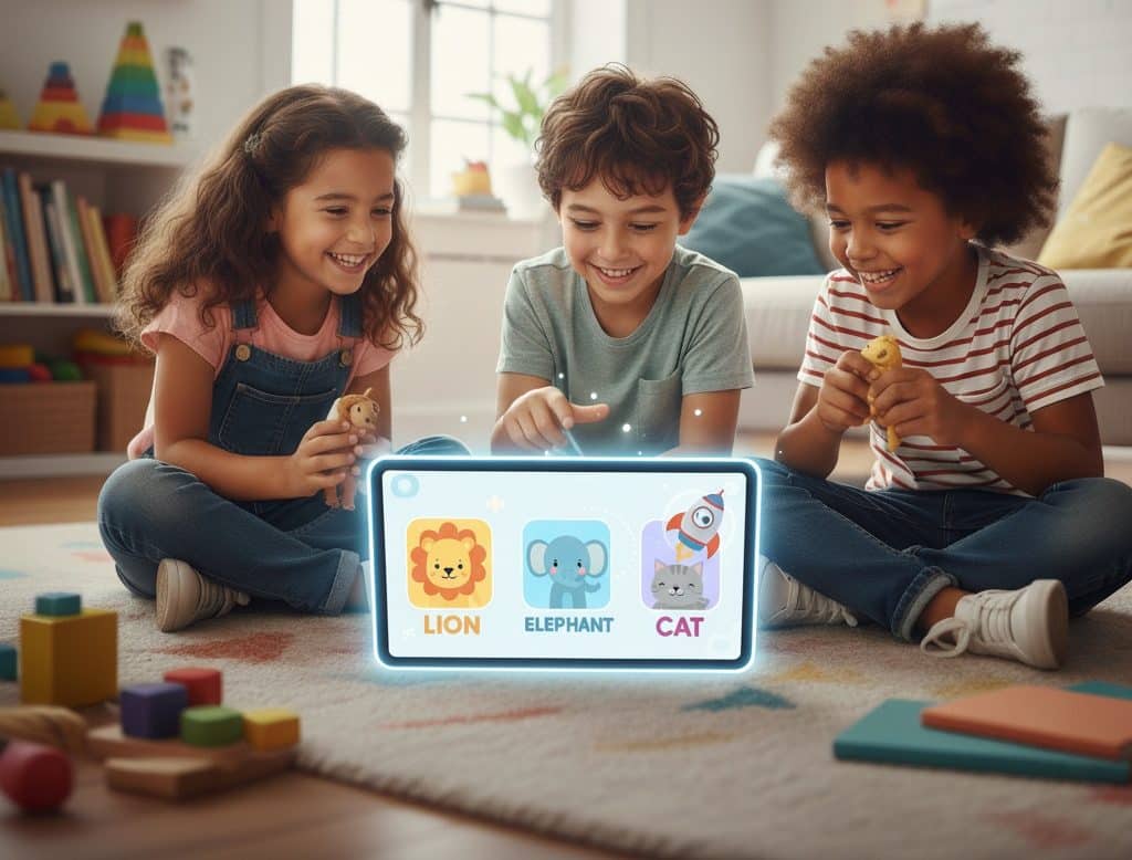 ילדים לומדים אוצר מילים באנגלית דרך אפליקציה